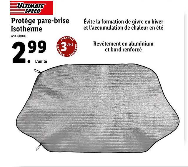 ultimate speed protège pare-brise isotherme