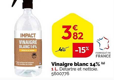 vinaigre blanc 14% impact
