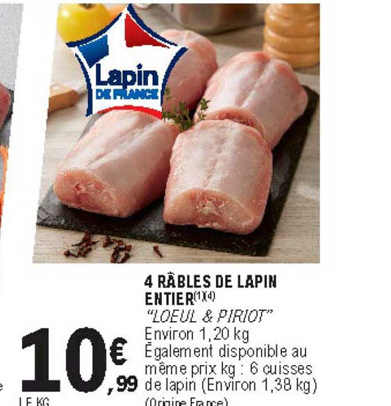 4 Râbles De Lapin Entier Loeul & Piriot
