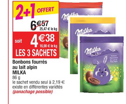 Bonbons Fourrés Au Lait Alpin Milka