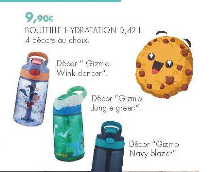 bouteille hydratation 4 décors au choix décor gizmo wink dancer décor gizmo jungle green décor gizmo navy blazer