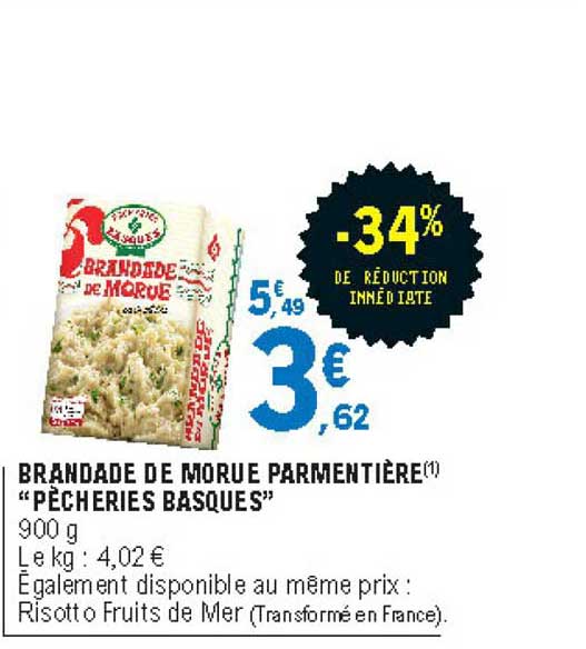 brandade de morue parmentière pêcheries basques -34% de réduction immédiate