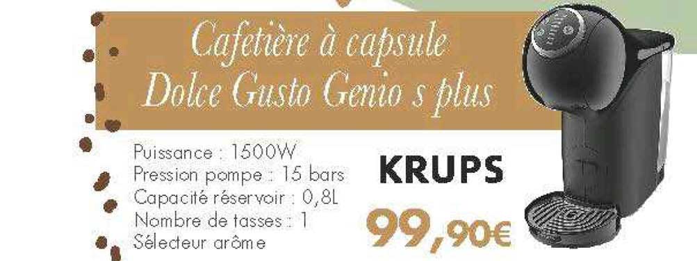 cafetière à capsule dolce gusto genio s plus sélecteur arôme 1500w krups