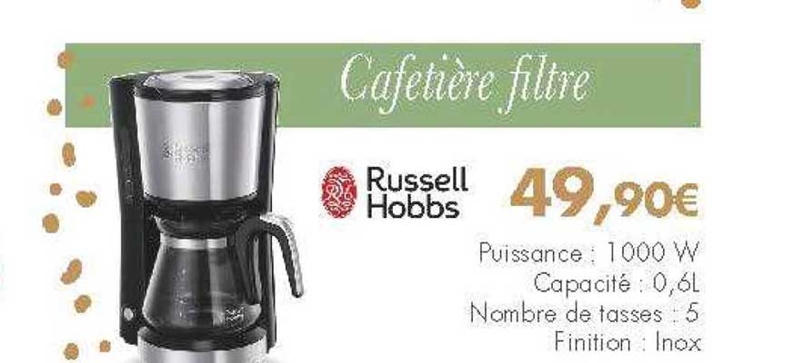 cafetière filtres 1000w inox russell hobbs