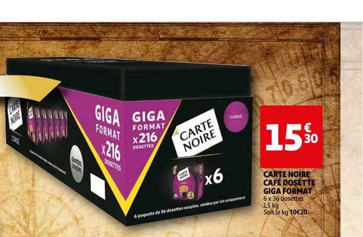carte noire café dosette giga format