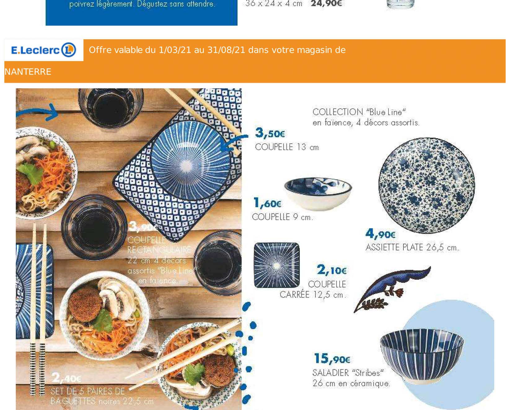 collection blue line en faience 4 décors assortis