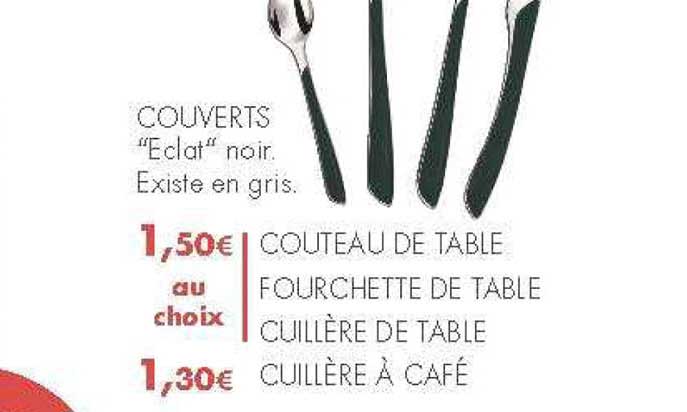 couverts eclat noir existe en gris couteau de table fourchette de table cuillère de table cuillère à café