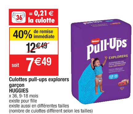 Culottes Pull-ups Explorers Garçon Huggies