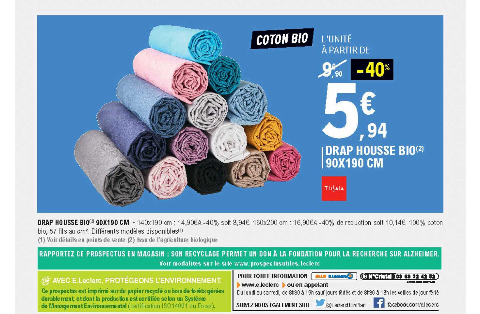 drap housse bio 90x190 cm