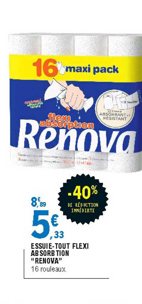 essuie tout flexi absorbtion renova -40% de réduction immédiate
