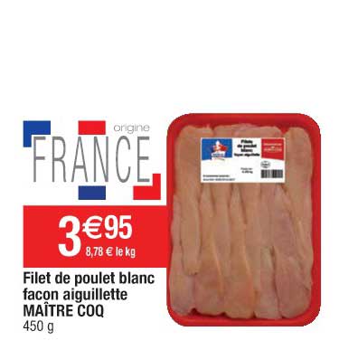 filet de poulet blanc façon aiguillette maître coq