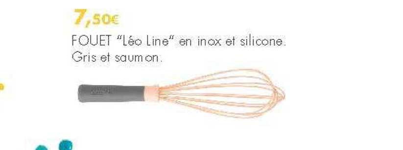 fouet léo line en inox et silicone gris et saumon