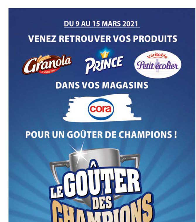 goûter de champions : granola, prince, petit écolier lu