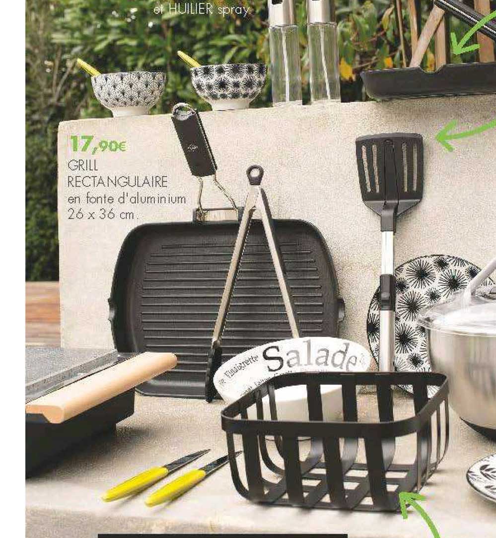 grill rectangulaire en fonte d'aluminium