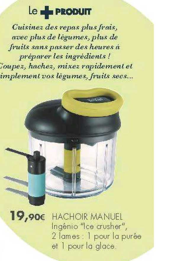hachoir manuel ingénio ice crusher 2 lames 1 pour la purée et 1 pour la glace