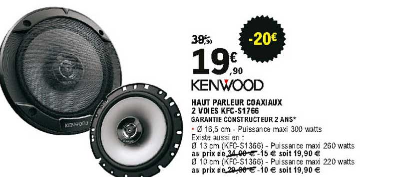 haut parleur coaxiaux 2 voies kfc-s1766 kenwood