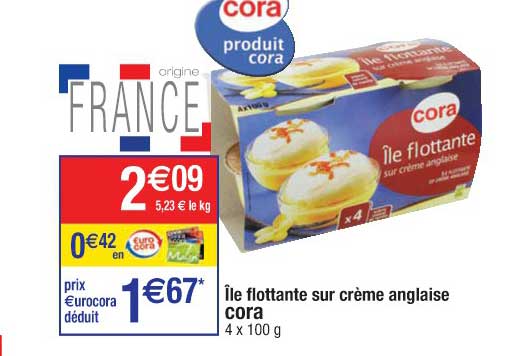 île flottante sur crème anglaise cora