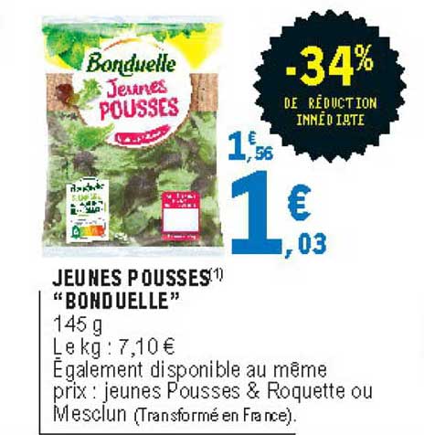 jeunes pousses bonduelle -34% de réduction immédiate