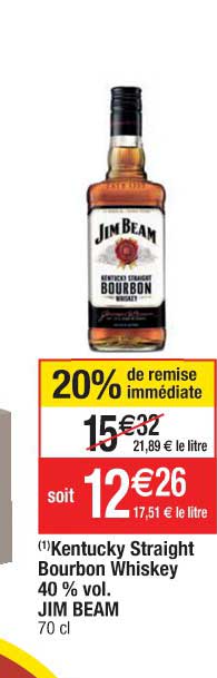 kentucky straight bourbon whiskey 40% vol. jim beam