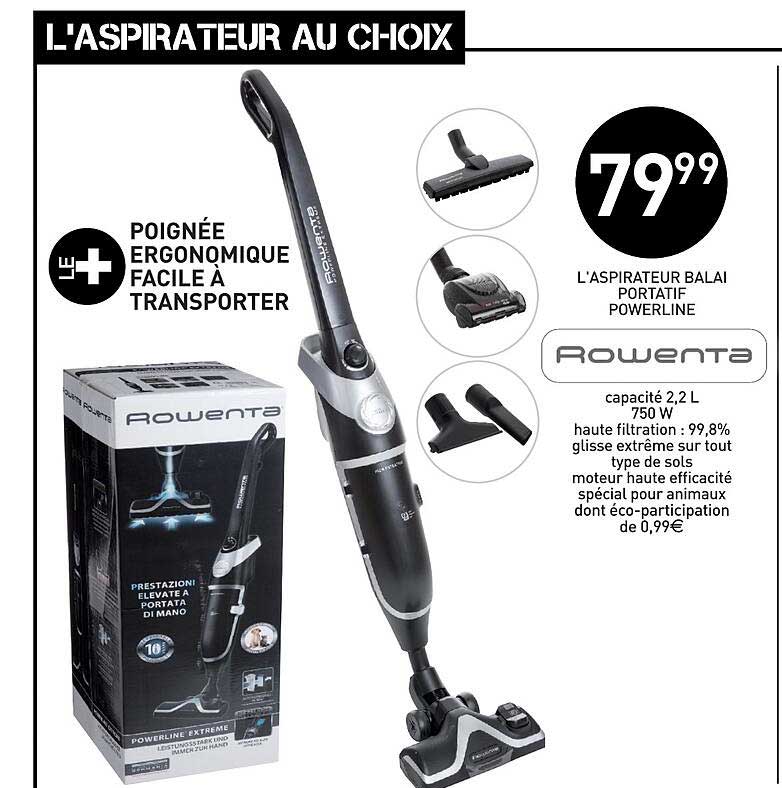 l'aspirateur balai portatif powerline rowenta
