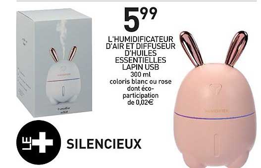 l'humidificateur d'air et diffuseur d'huiles essentielles lapin usb
