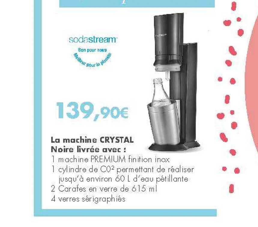 la machine crystal noire machine premium cylindre de co2 carafes en verre verre sérigraphiés sodastream