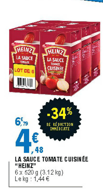 La Sauce Tomate Cuisinée Heinz -34% De Réduction Immédiate