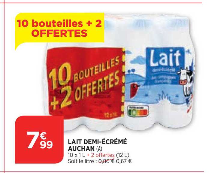 lait demi-écrémé auchan