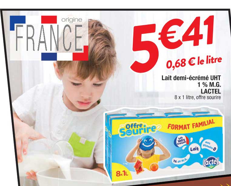 lait demi-écrémé uht 1% m.g. lactel