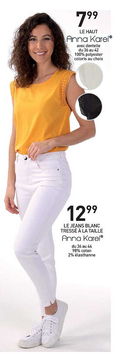 le haut anna karel, le jeans blanc tressé à la taille anna kare
