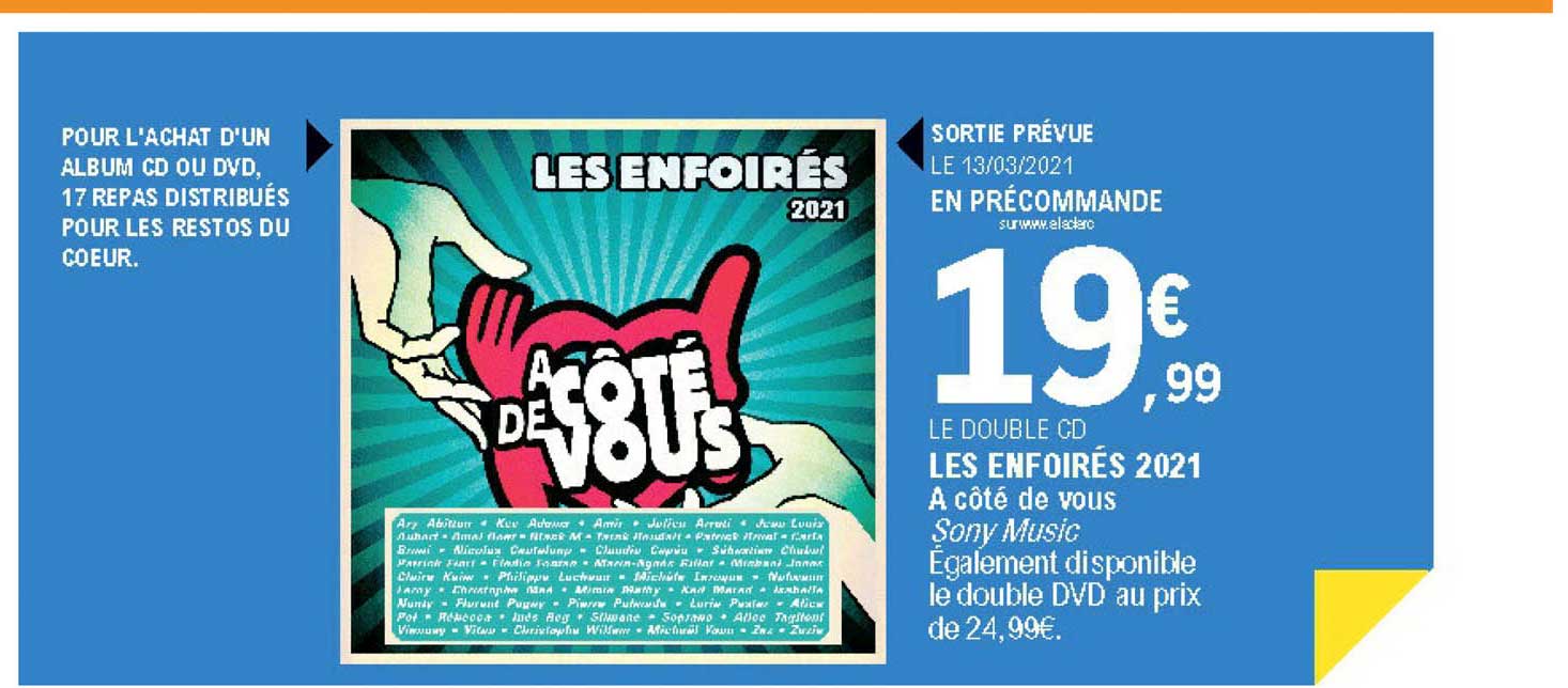 les enfoirés 2021 a côté de vous sony music