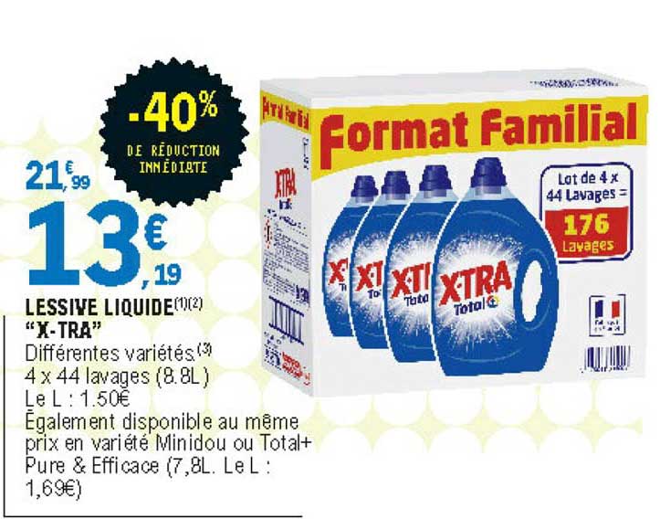 Lessive Liquide X Tra -40% De Réduction Immédiate