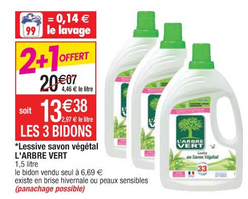 lessive savon végétal l'arbre vert