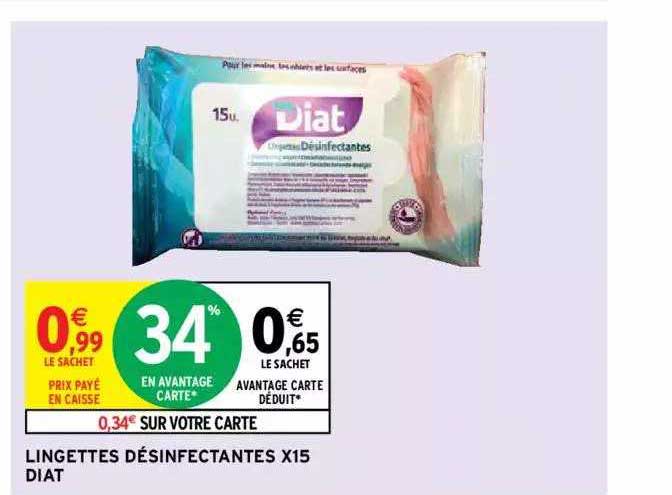 lingettes désinfectantes x15 diat