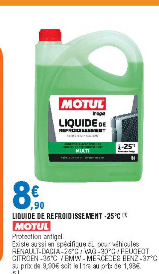 liquide de refroidissement moins 25°c motul