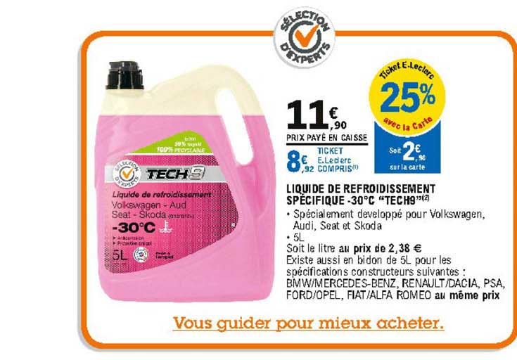 liquide de refroidissement spécifique -30°c "tech9"