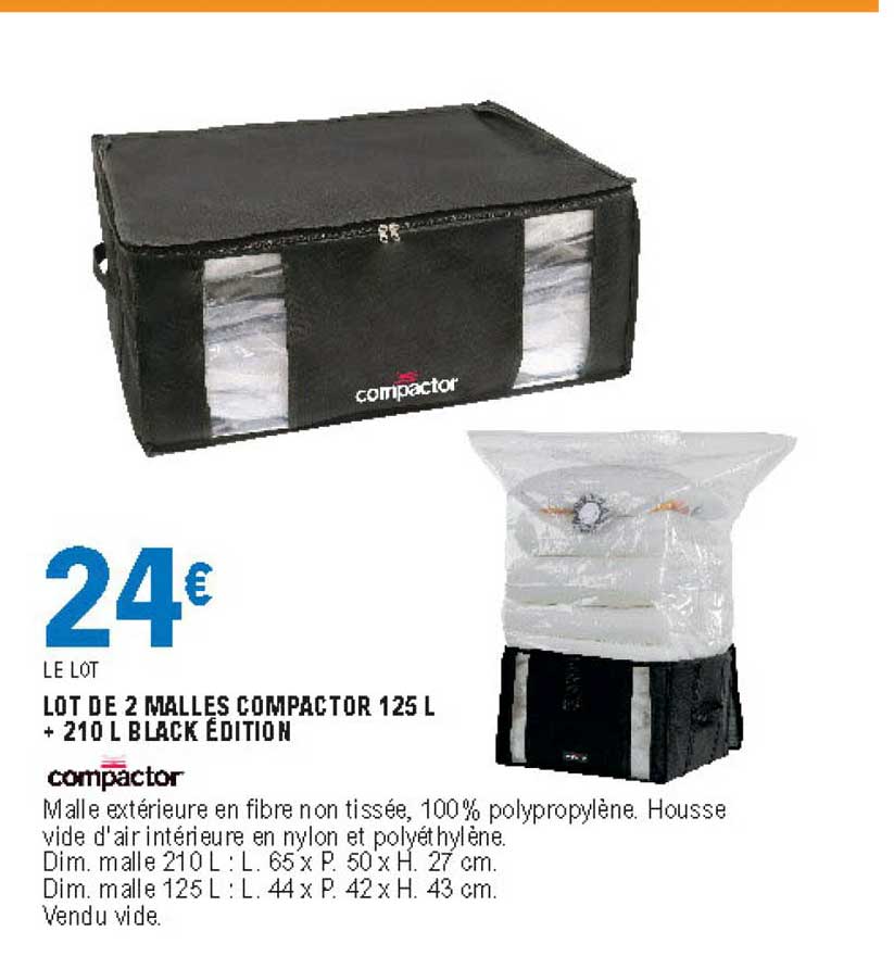 Lot De 2 Malles Compactor 125 L + 210 L Black édition Compactor