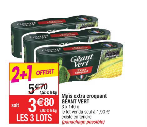 Maïs Extra Croquant Géant Vert