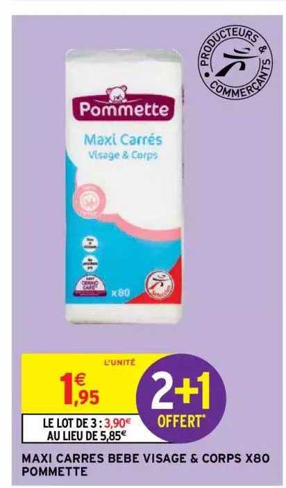 maxi carrés bébé visage & corp  x80 pommette