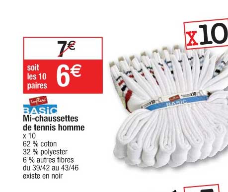 mi-chaussettes de tennis homme influx basic