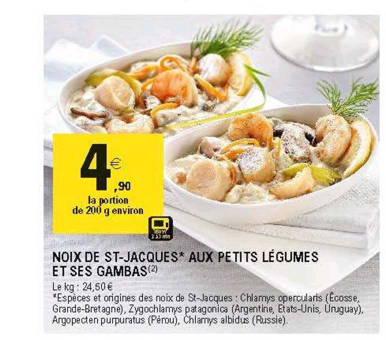 noix de st jacques aux petits légumes et ses gambas