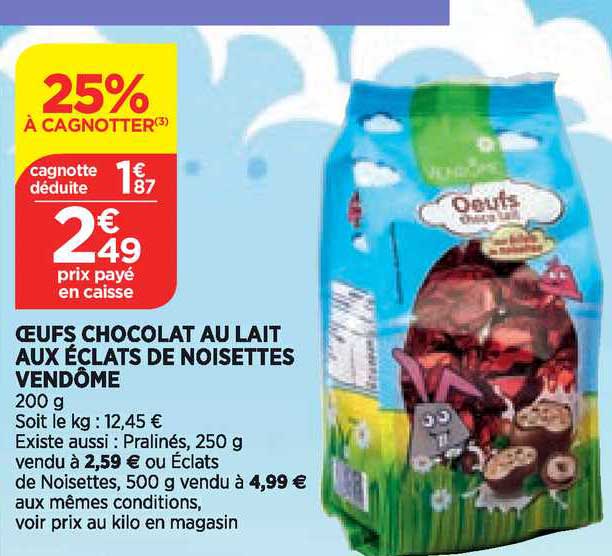 oeufs chocolat au lait aux éclats de noisettes vendôme