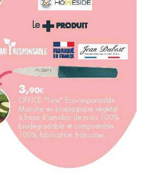 office line eco responsable manche en bioplastique végétal à base d'amidon de mais 100% biodegradable et compostable 100% fabrication francaise homeside