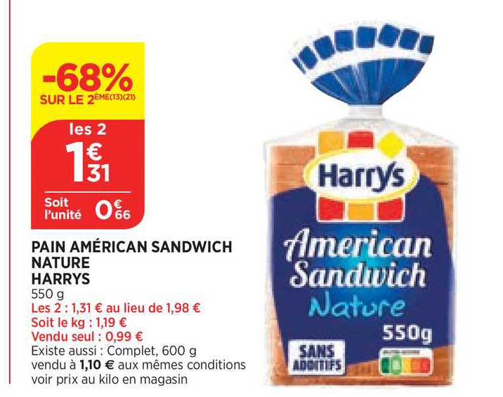 pain américan sandwich nature harrys