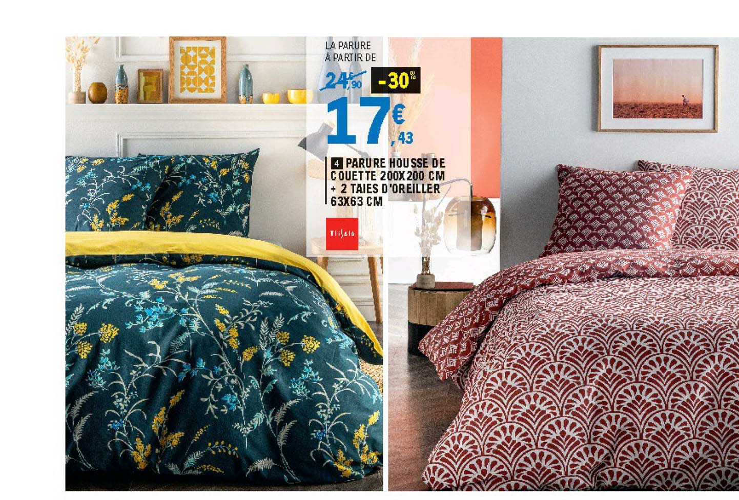 Parure Housse De Couette 200x200 Cm + 2 Taies D'oreiller 63x63 Cm