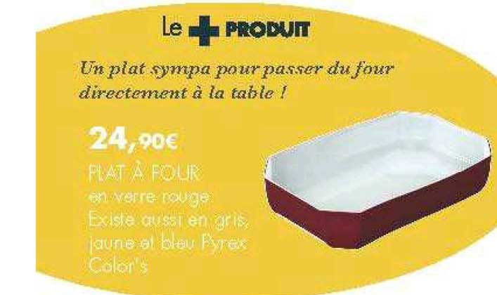 Plat à Four En Verre Rouge Existe Aussi En Gris Jaune Et Bleu Fyrex Color's