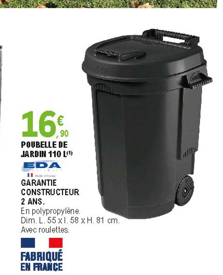 poubelle de jardin 110l eda