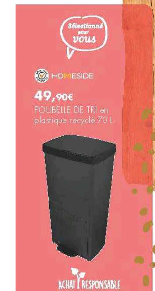 poubelle de tri en plastique recyclé 70l