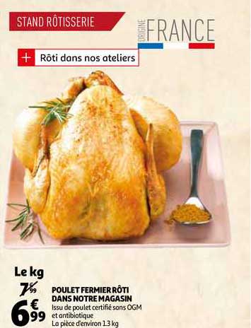 poulet fermier rôti dans notre magasin
