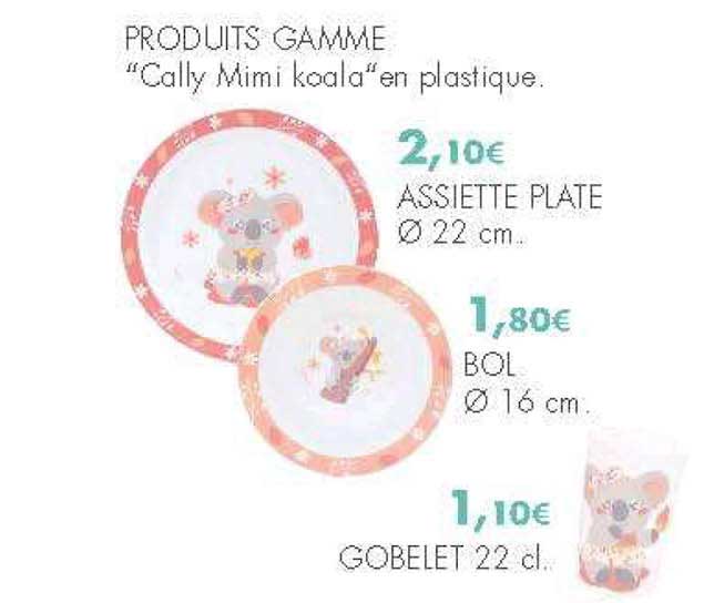Produits Gamme Cally Mimi Koala En Plastique Assiette Plate Bol Gobelet